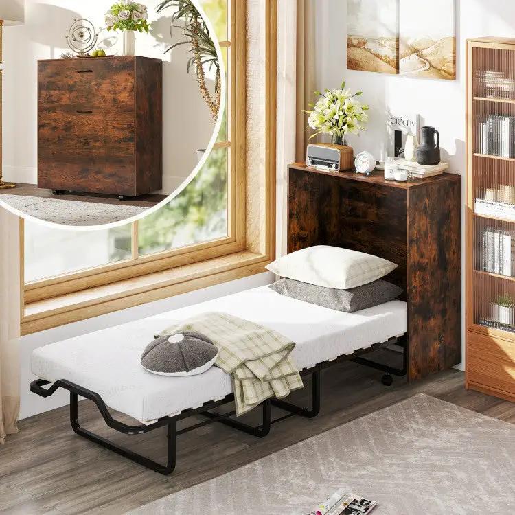 3-Piece Space-Saving Living Room with Teddy Sofa Display Bookshelf & Foldable Murphy Bed by DirectDeals