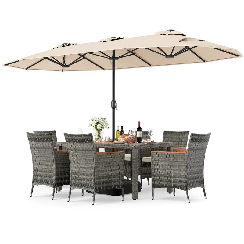 8-Piece Patio Dining Set with Double-Sided Market Umbrella by DirectDeals