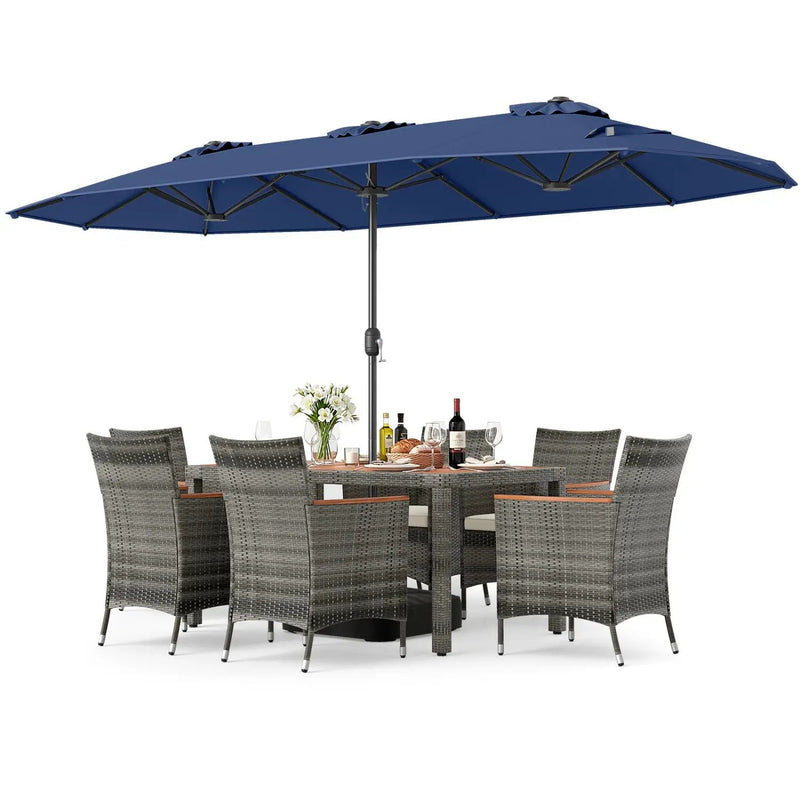 8-Piece Patio Dining Set with Double-Sided Market Umbrella by DirectDeals