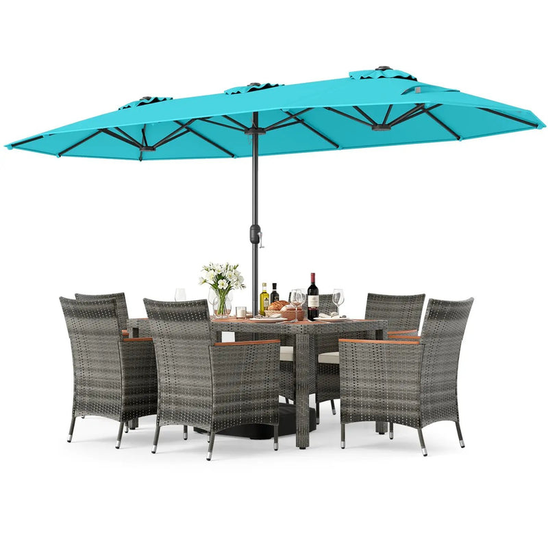 8-Piece Patio Dining Set with Double-Sided Market Umbrella by DirectDeals
