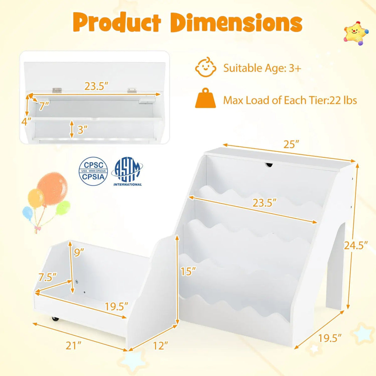 2-In-1 Kids Bookshelf & Toy Storage Organizer, photo 12 of 16