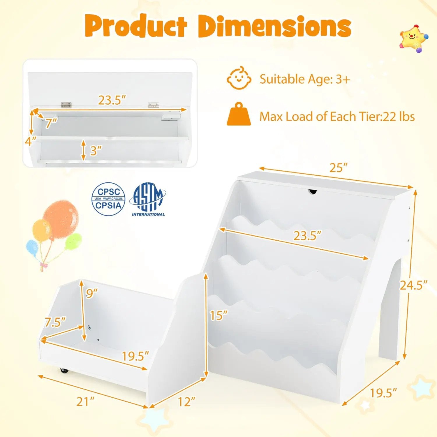 2-In-1 Kids Bookshelf & Toy Storage Organizer by DirectDeals