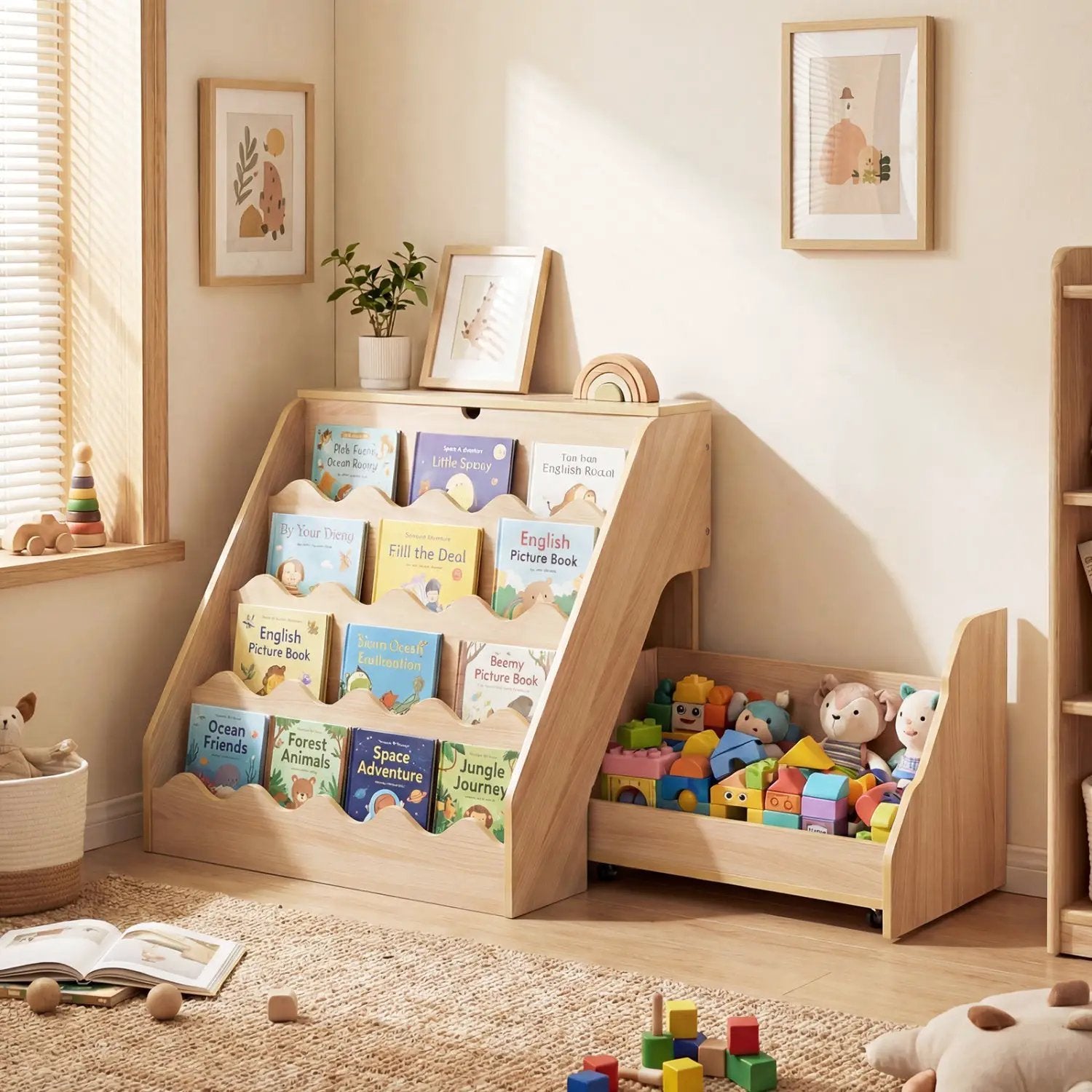 2-In-1 Kids Bookshelf & Toy Storage Organizer by DirectDeals