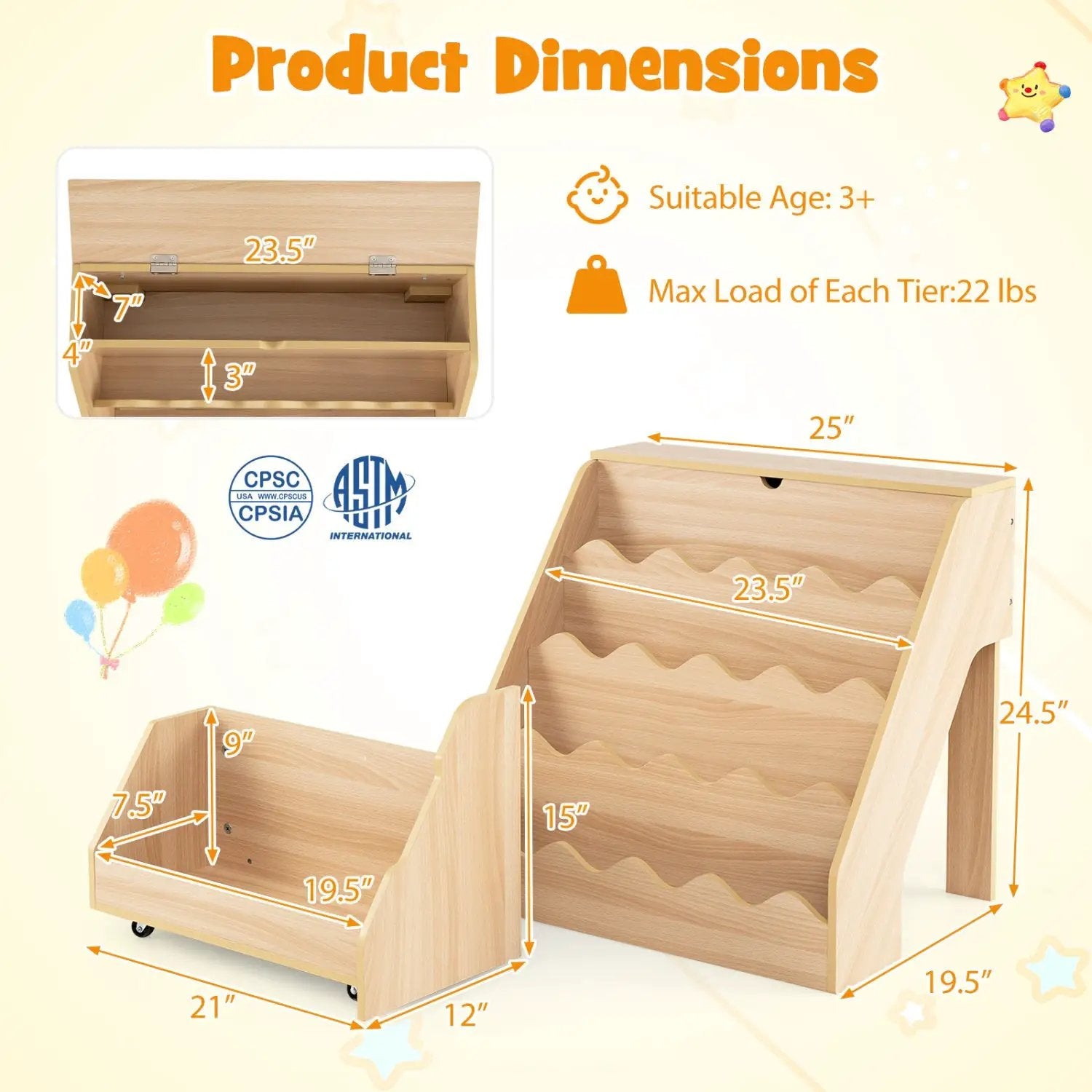 2-In-1 Kids Bookshelf & Toy Storage Organizer by DirectDeals