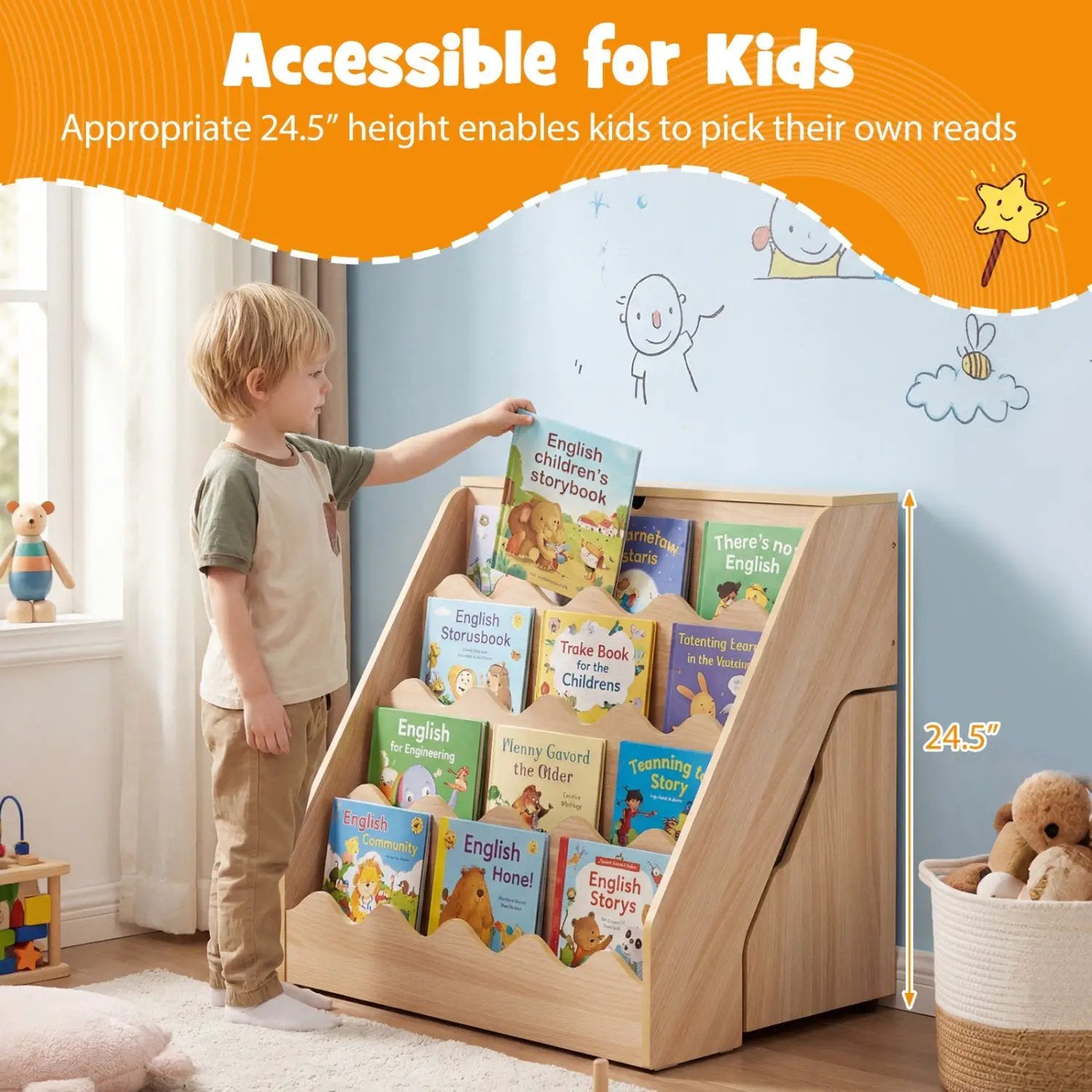 2-In-1 Kids Bookshelf & Toy Storage Organizer by DirectDeals