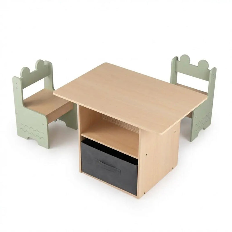 Wooden Kids Table and Chairs Set with 2 Open Compartments by DirectDeals