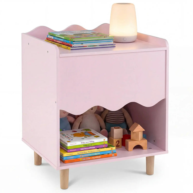 Toddler Scalloped Side Table with Wide Top & Open Compartment by DirectDeals