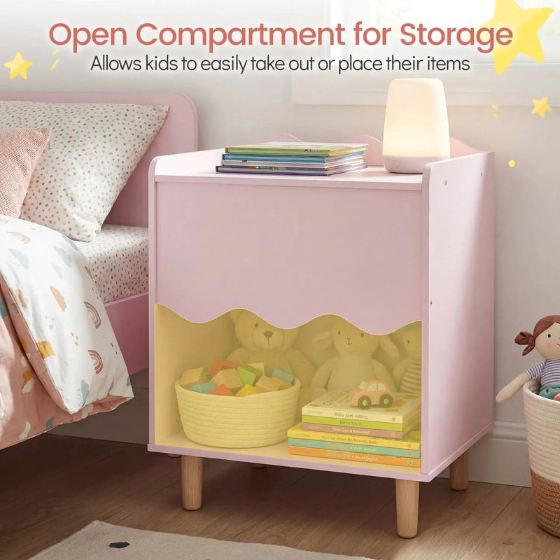 Toddler Scalloped Side Table with Wide Top & Open Compartment by DirectDeals