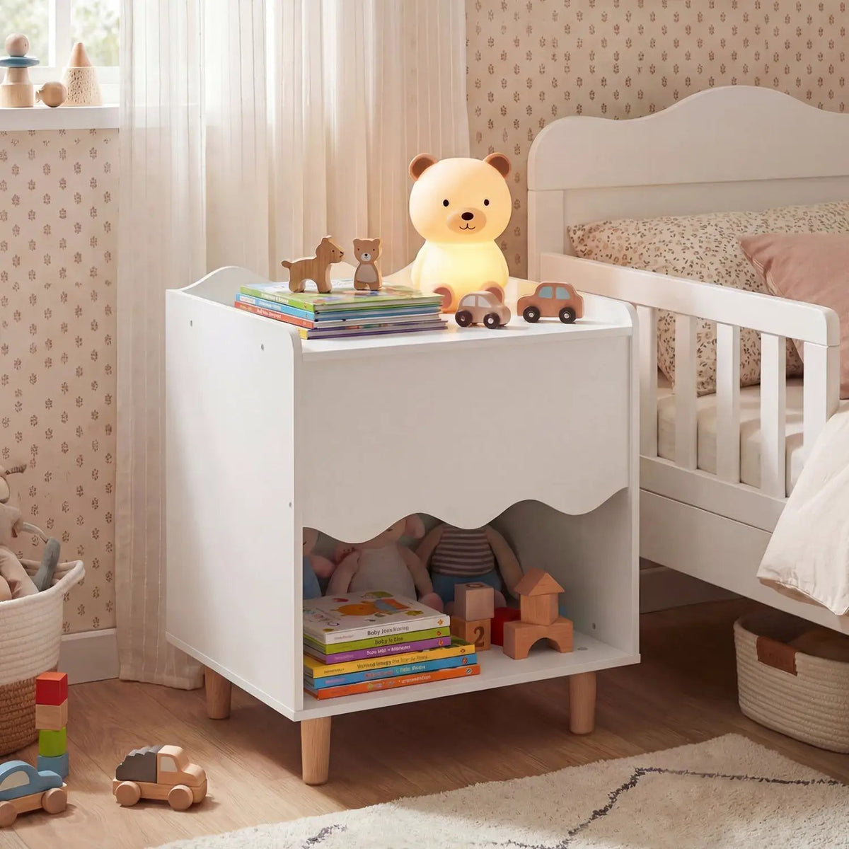 Toddler Scalloped Side Table with Wide Top & Open Compartment, photo 3 of 16