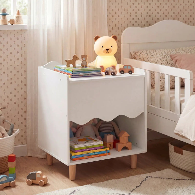 Toddler Scalloped Side Table with Wide Top & Open Compartment by DirectDeals