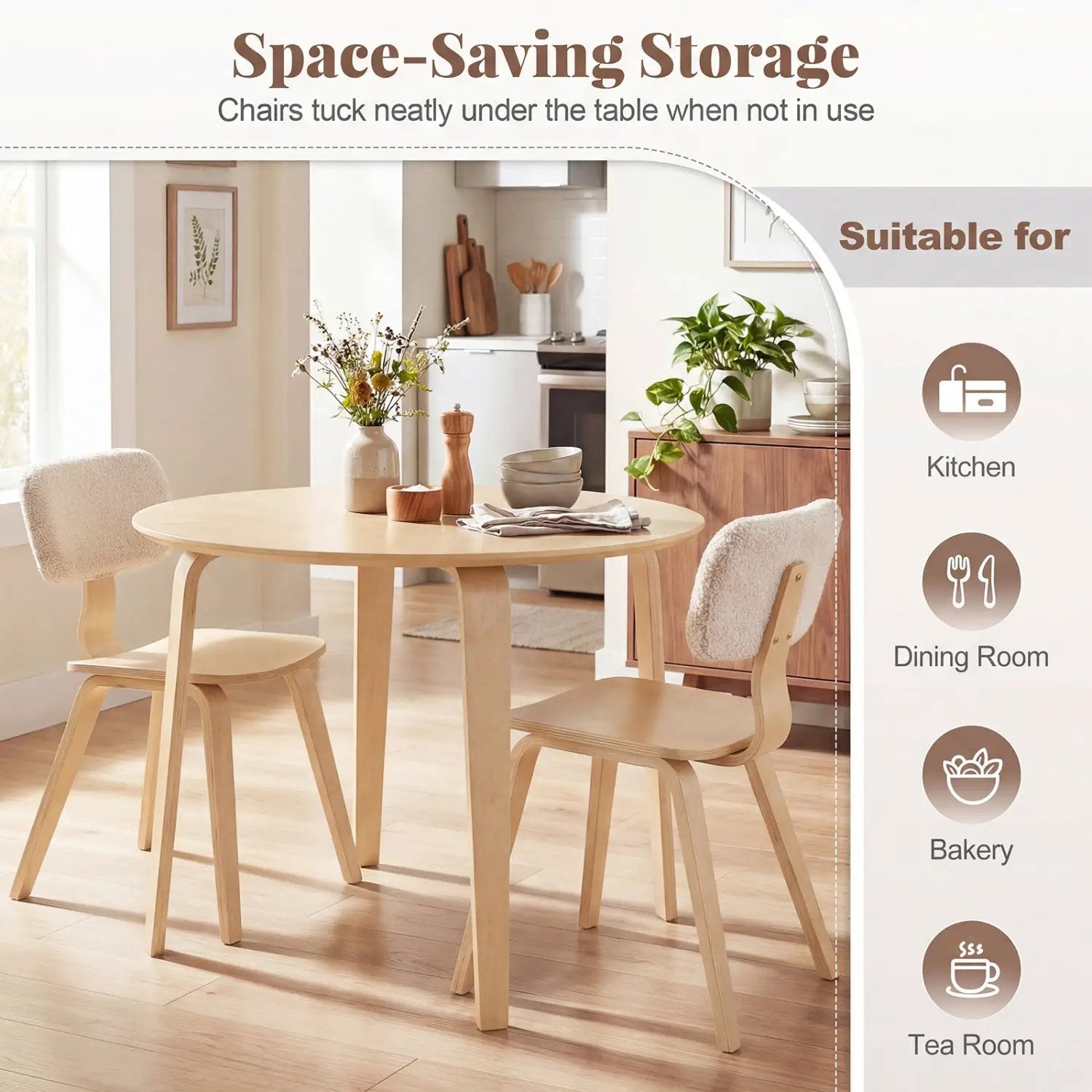3 Piece Dining Table Set with 2 Padded Dining Chairs and Rubber Wood Table by DirectDeals