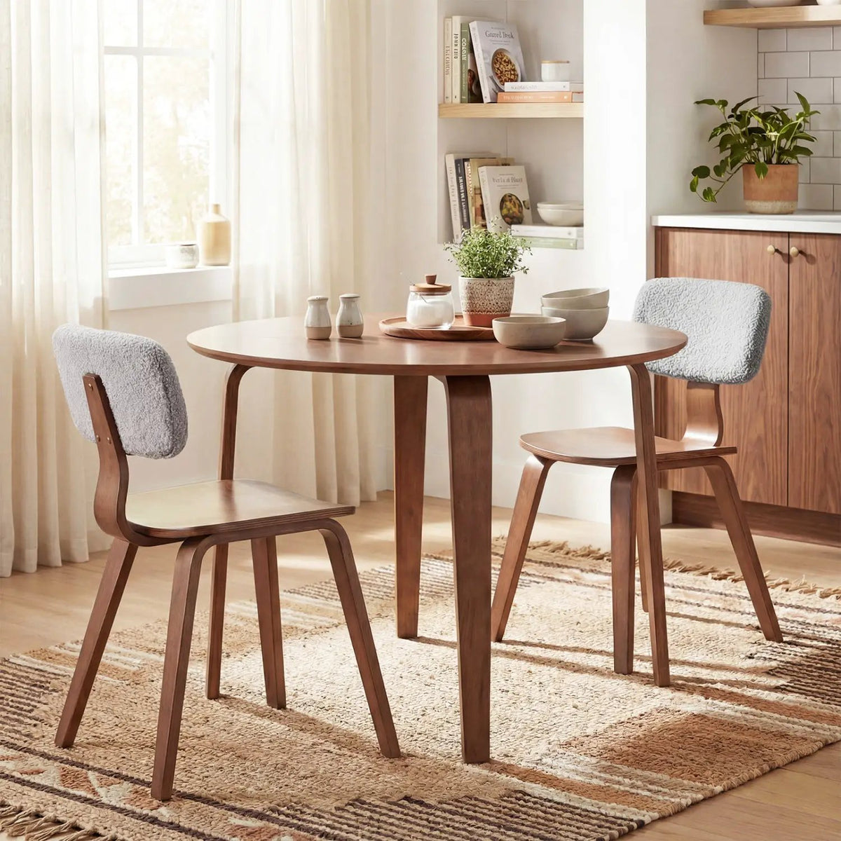 3 Piece Dining Table Set with 2 Padded Dining Chairs and Rubber Wood Table, photo 9 of 14