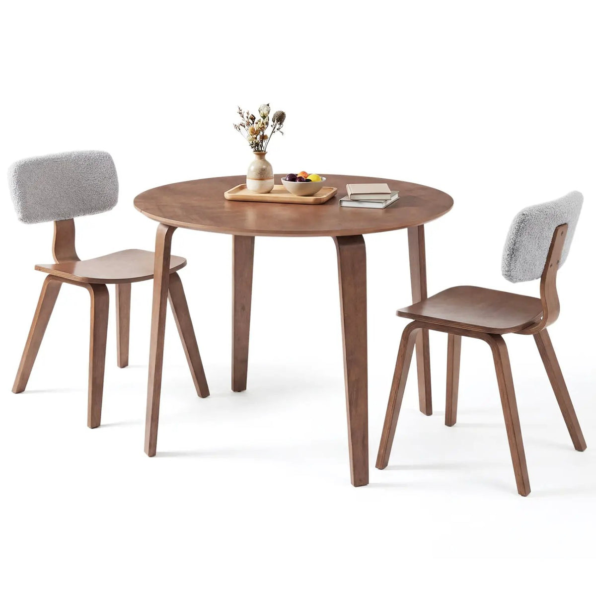 3 Piece Dining Table Set with 2 Padded Dining Chairs and Rubber Wood Table, photo 2 of 14