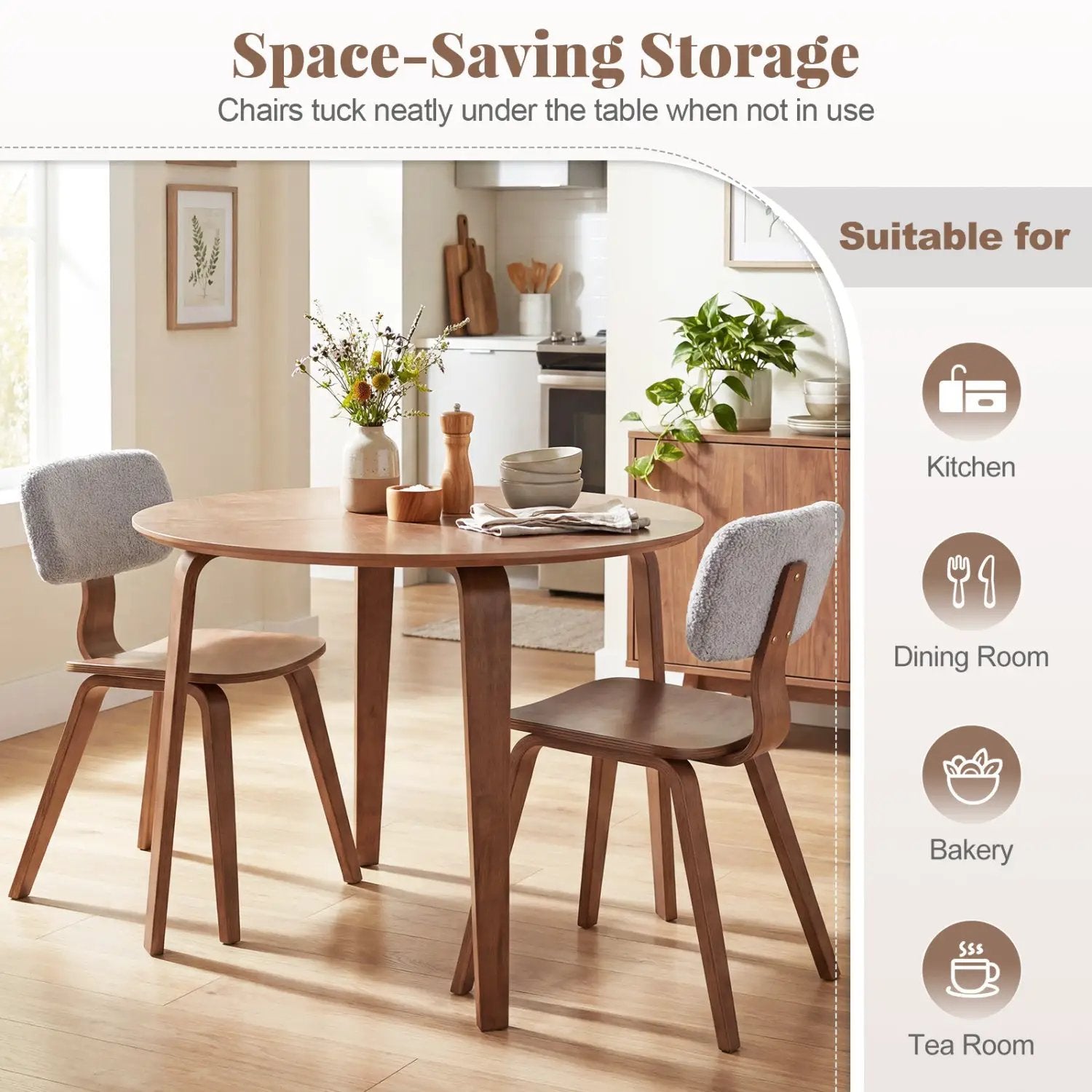 3 Piece Dining Table Set with 2 Padded Dining Chairs and Rubber Wood Table by DirectDeals