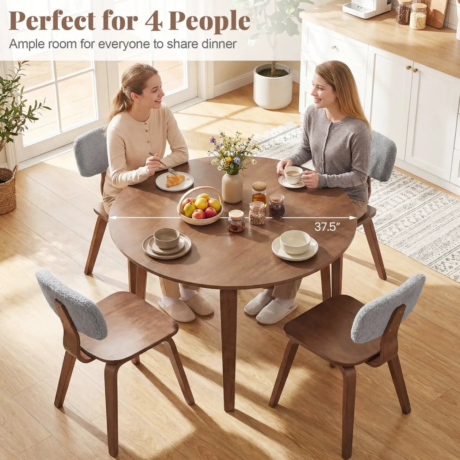 3 Piece Dining Table Set with 2 Padded Dining Chairs and Rubber Wood Table by DirectDeals