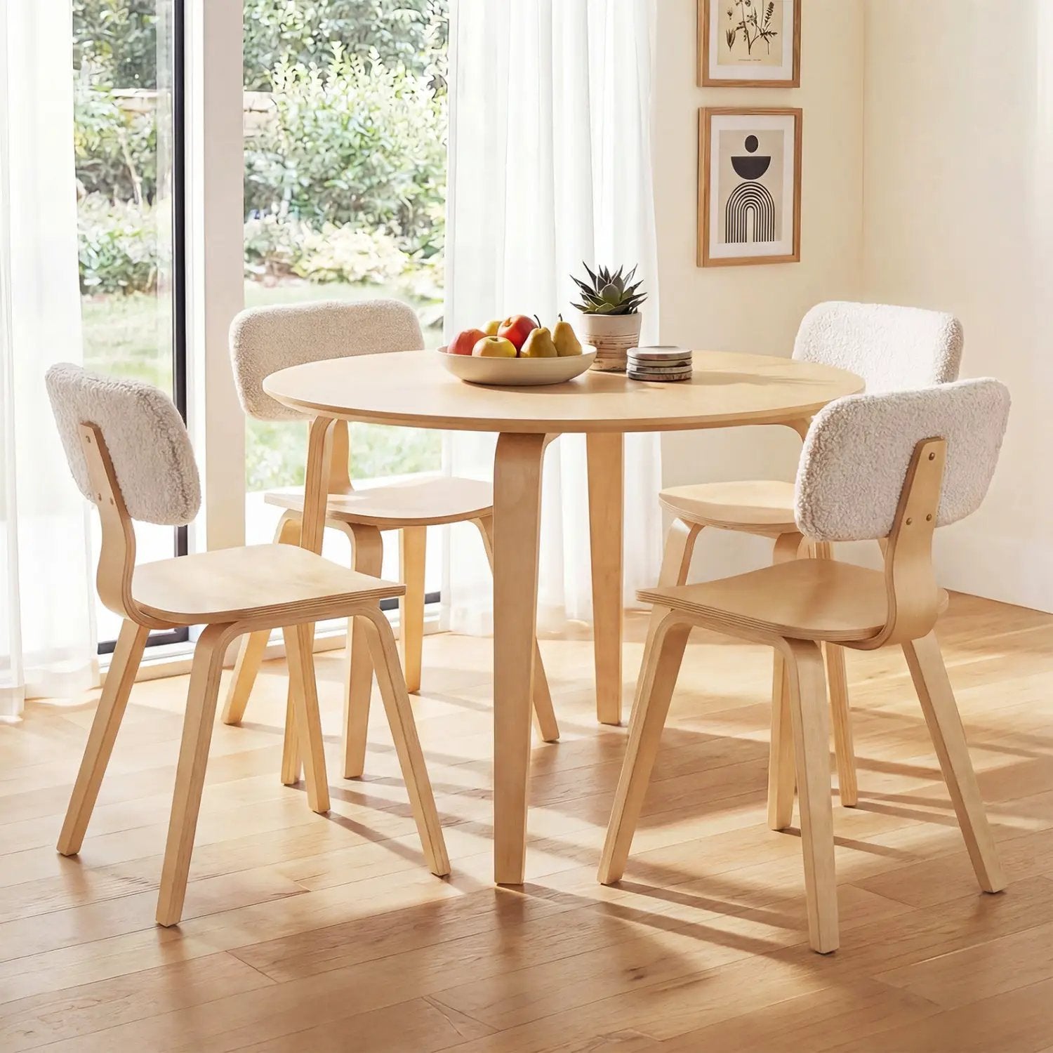 5 Piece Dining Table Set with 4 Padded Dining Chairs and Rubber Wood Table by DirectDeals