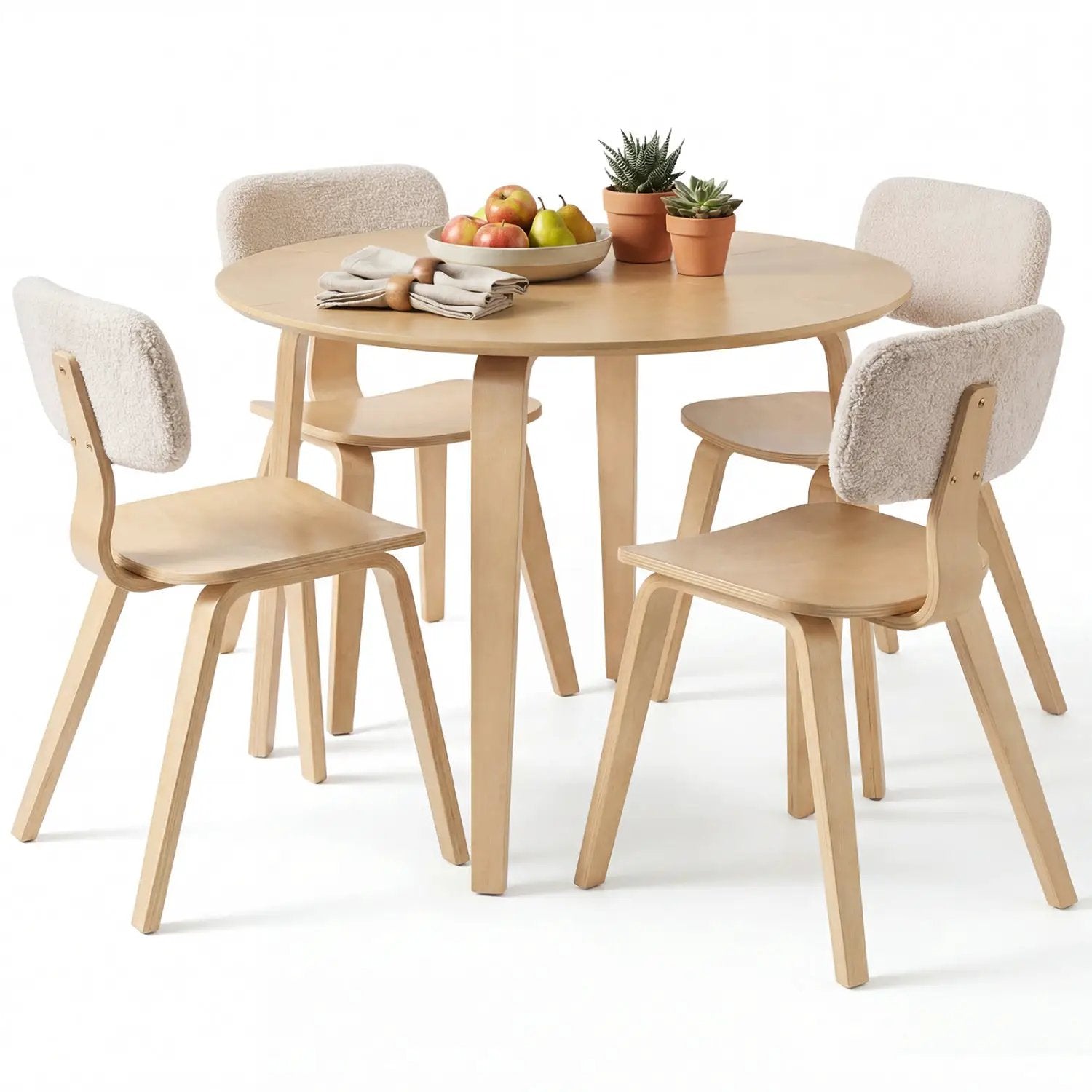 5 Piece Dining Table Set with 4 Padded Dining Chairs and Rubber Wood Table by DirectDeals