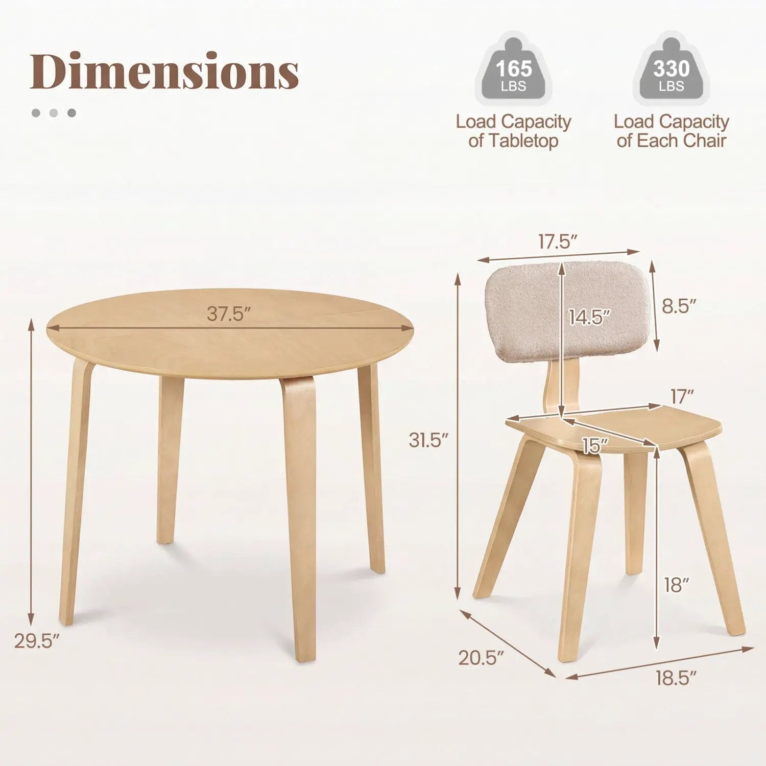 5 Piece Dining Table Set with 4 Padded Dining Chairs and Rubber Wood Table by DirectDeals