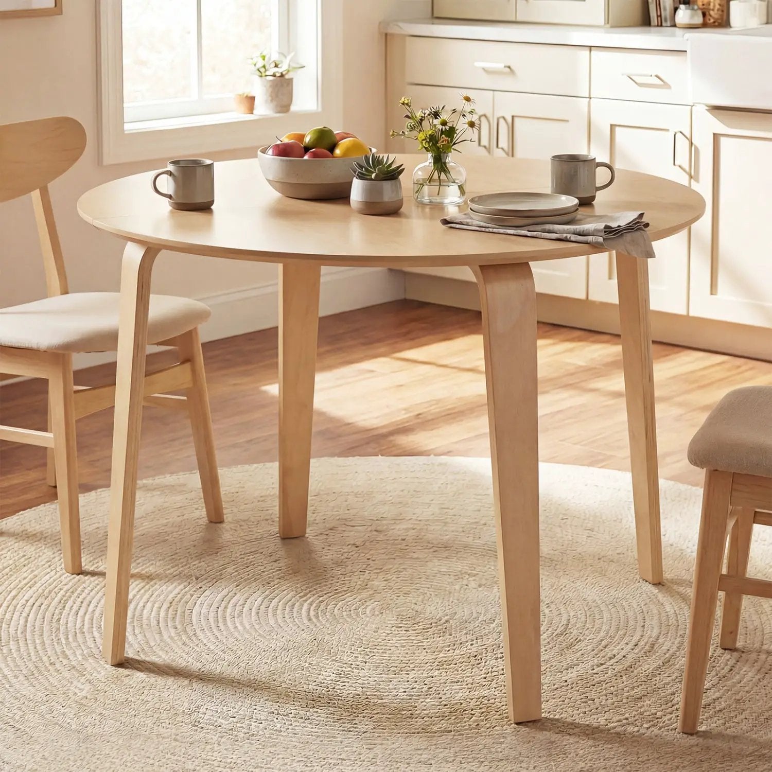 5 Piece Dining Table Set with 4 Padded Dining Chairs and Rubber Wood Table by DirectDeals