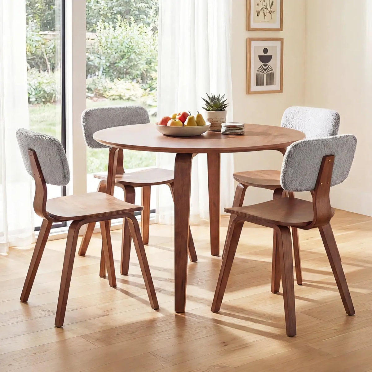 5 Piece Dining Table Set with 4 Padded Dining Chairs and Rubber Wood Table, photo 10 of 16