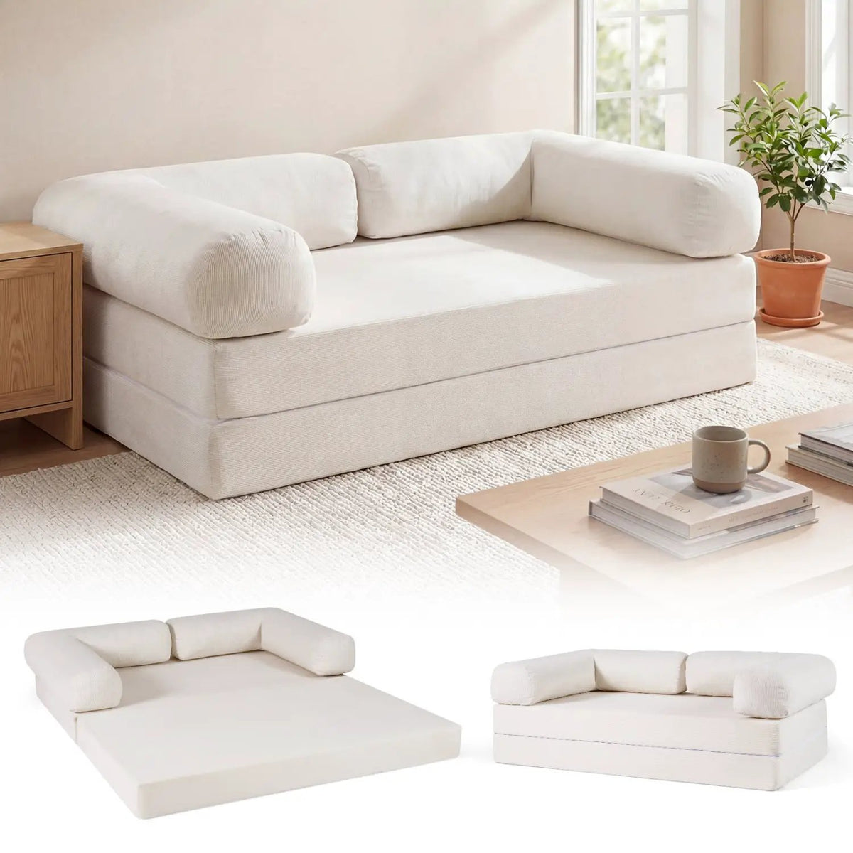 4-in-1 Convertible Folding Sofa Bed with Comfy Corduroy Cover, photo 11 of 16