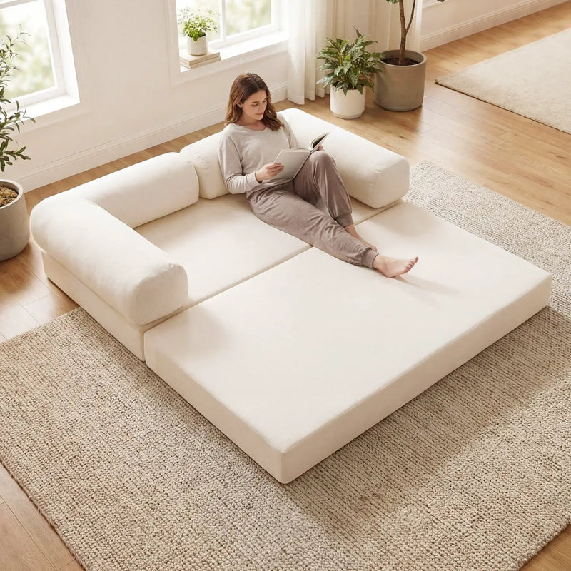4-in-1 Convertible Folding Sofa Bed with Comfy Corduroy Cover by DirectDeals