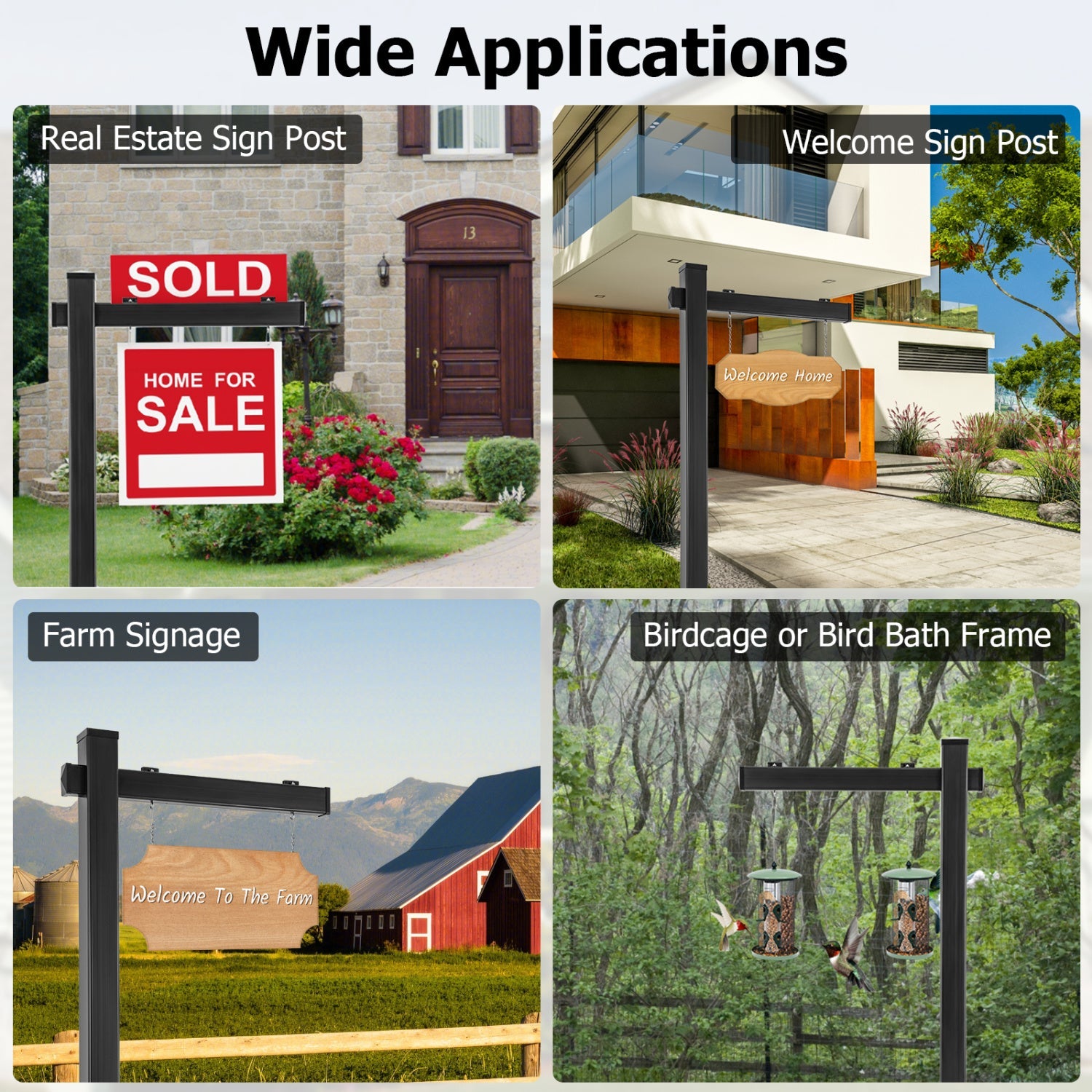 Set of 2 6 Feet Vinyl UPVC Real Estate Realtor Yard Sign Post by DirectDeals