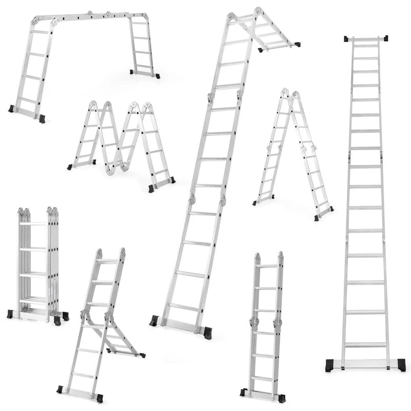 15 Feet Folding Aluminum Ladder with Safe Locking Hinge by DirectDeals