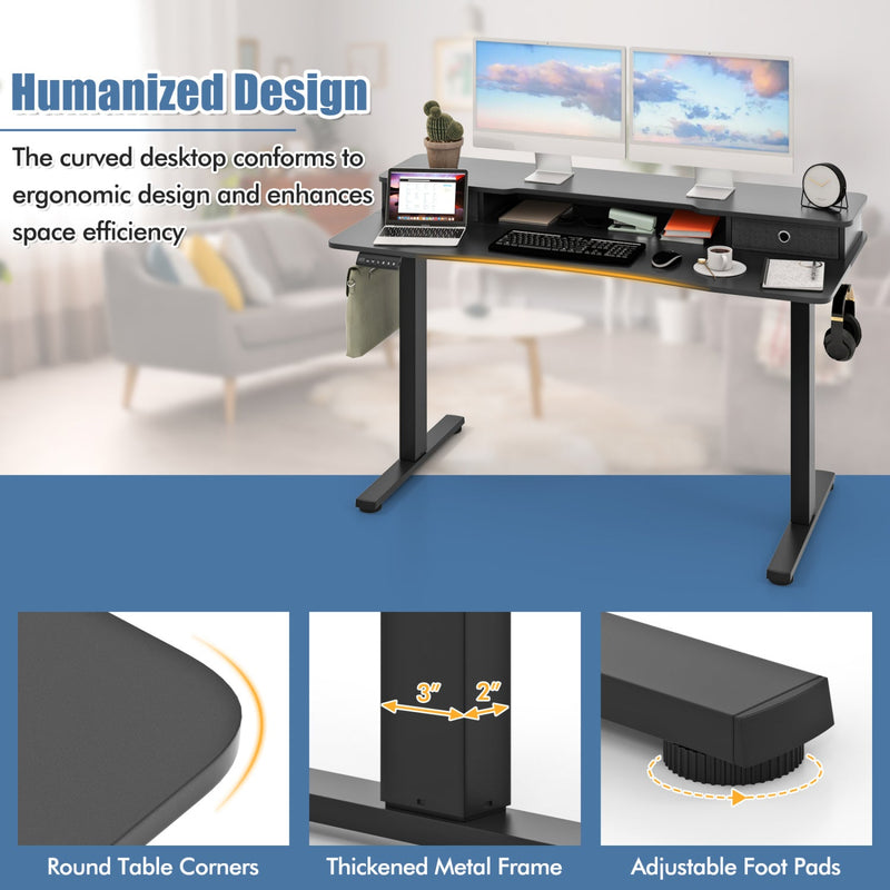 Electric Height Adjustable Standing Desk and Drafting Chair Set with Storage Drawers by DirectDeals