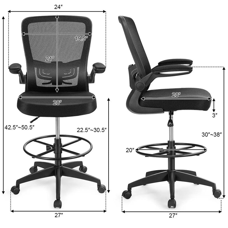 Electric Height Adjustable Standing Desk and Drafting Chair Set with Storage Drawers by DirectDeals