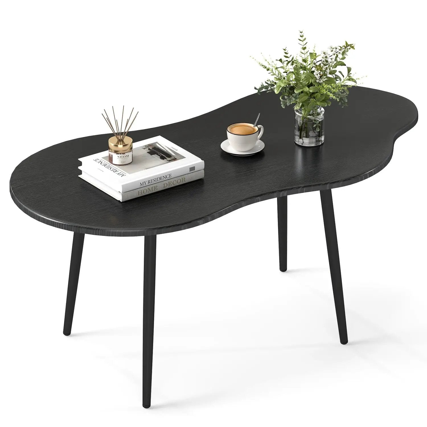 Cloud Shape Coffee Table 39.5 inch Irregular Center Table with Metal Frame by DirectDeals