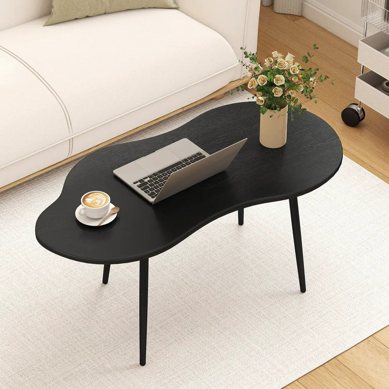 Cloud Shape Coffee Table 39.5 inch Irregular Center Table with Metal Frame by DirectDeals