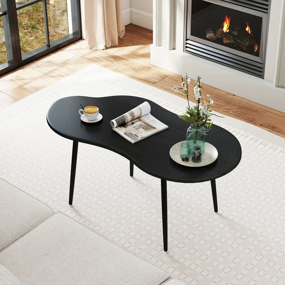 Cloud Shape Coffee Table 39.5 inch Irregular Center Table with Metal Frame, photo 8 of 24