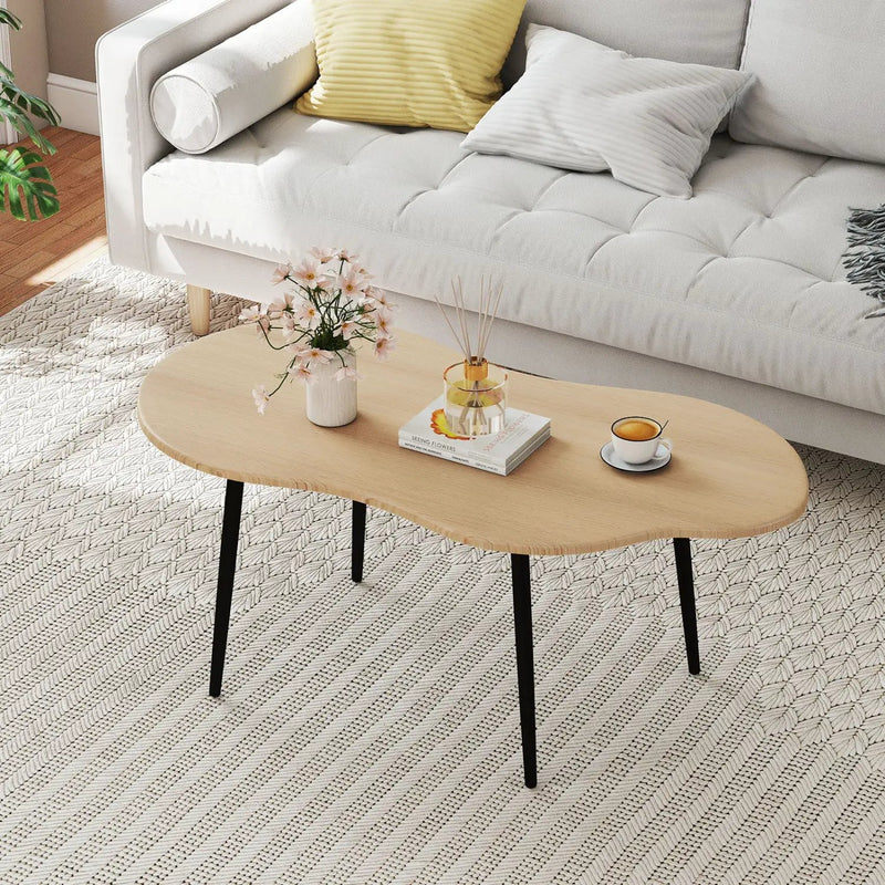 Cloud Shape Coffee Table 39.5 inch Irregular Center Table with Metal Frame by DirectDeals