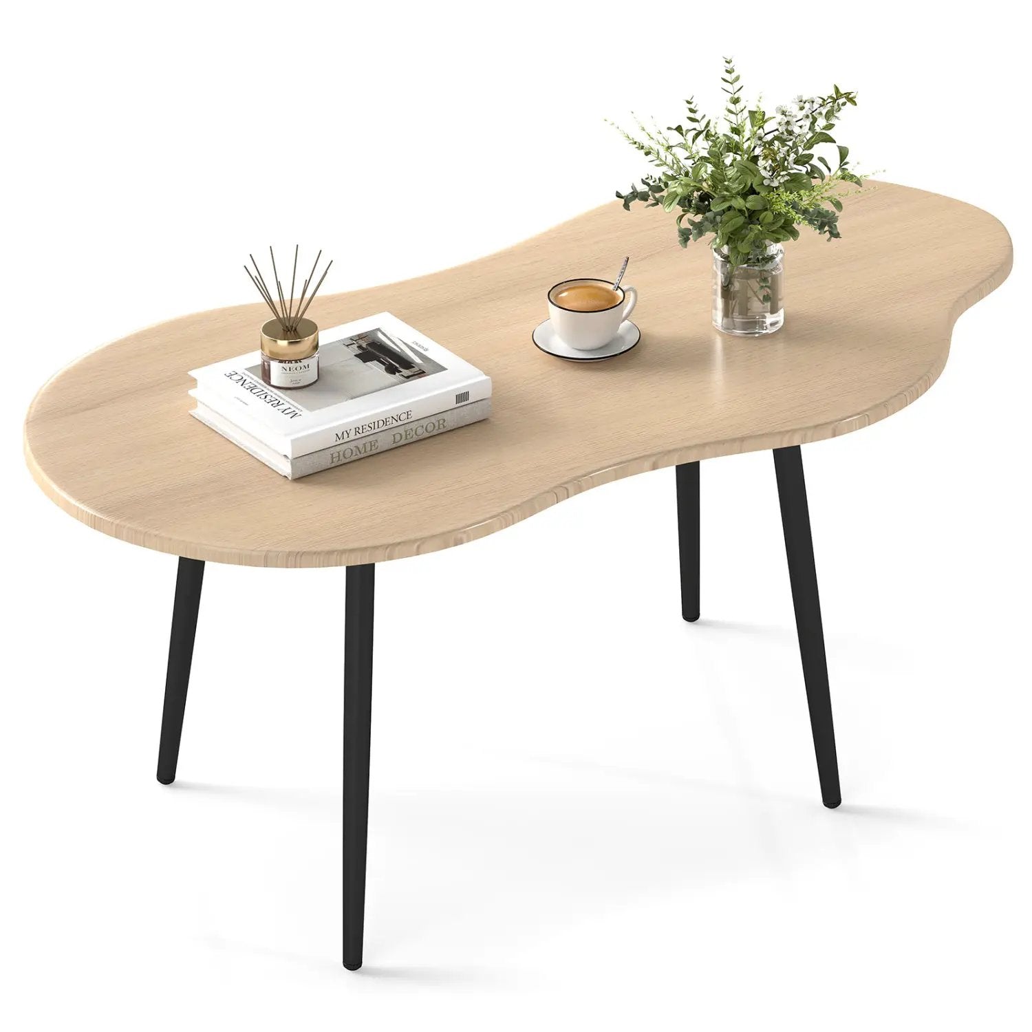 Cloud Shape Coffee Table 39.5 inch Irregular Center Table with Metal Frame by DirectDeals