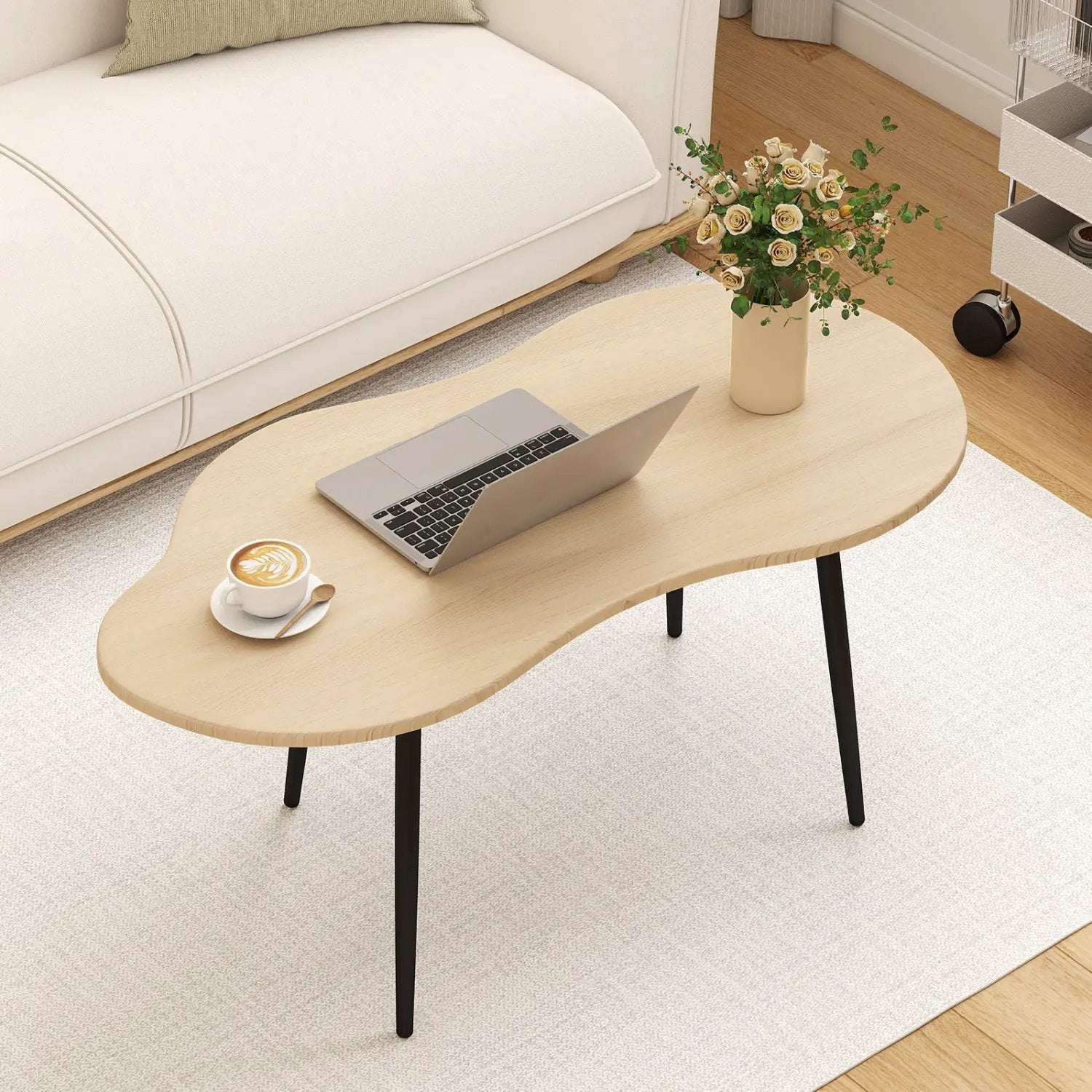 Cloud Shape Coffee Table 39.5 inch Irregular Center Table with Metal Frame by DirectDeals