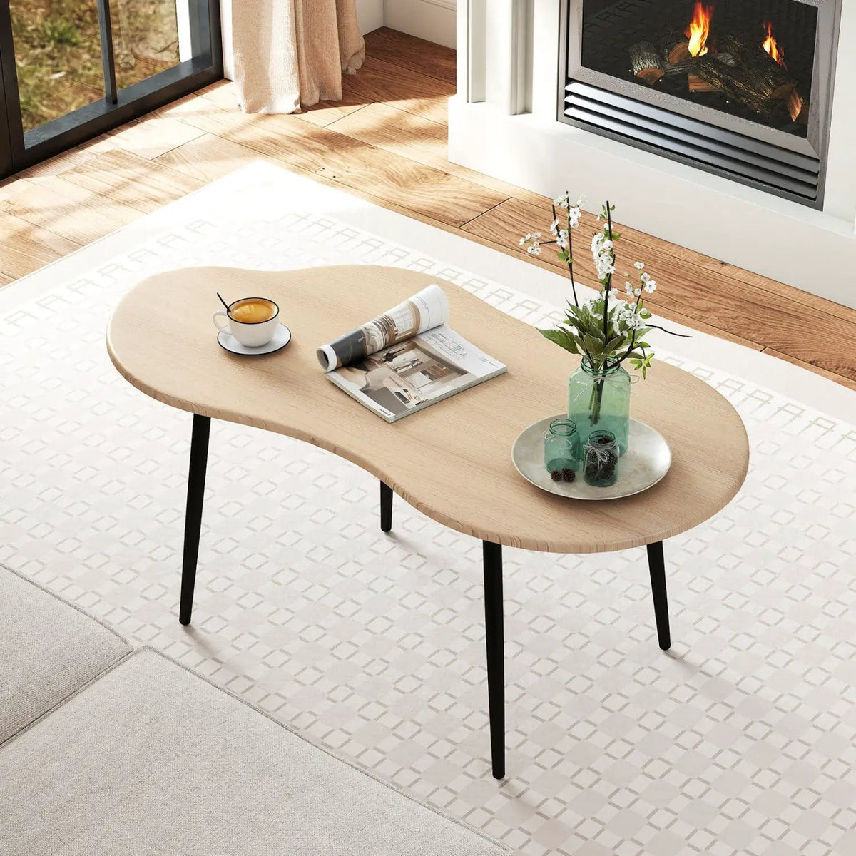 Cloud Shape Coffee Table 39.5 inch Irregular Center Table with Metal Frame, photo 15 of 24