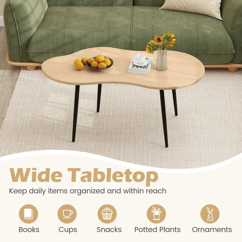 Cloud Shape Coffee Table 39.5 inch Irregular Center Table with Metal Frame by DirectDeals