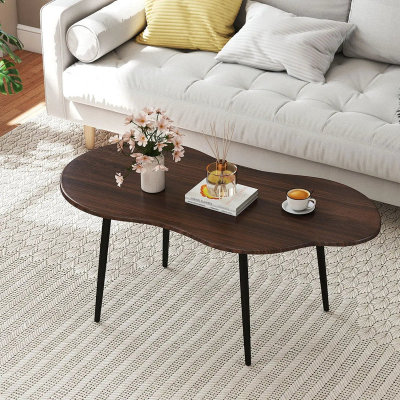 Cloud Shape Coffee Table 39.5 inch Irregular Center Table with Metal Frame by DirectDeals