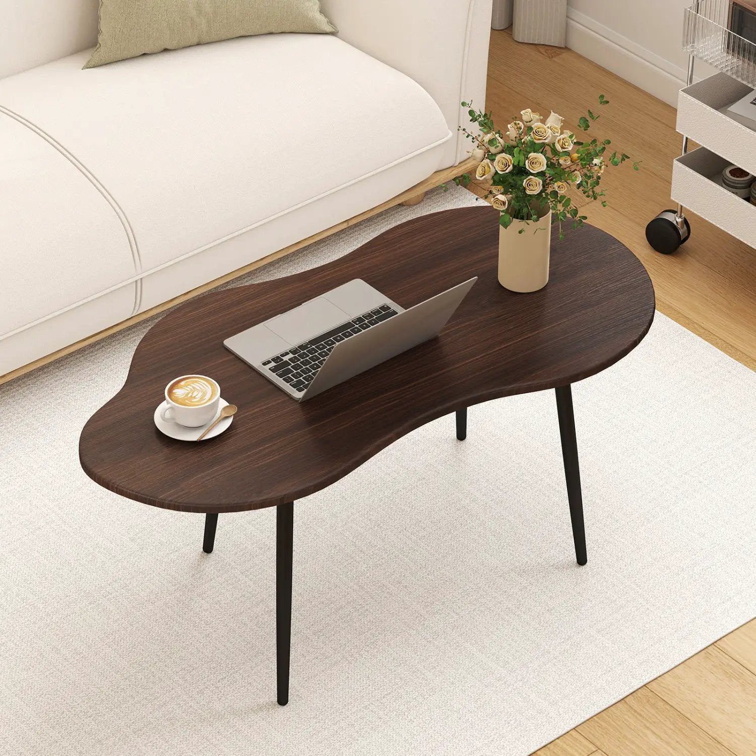 Cloud Shape Coffee Table 39.5 inch Irregular Center Table with Metal Frame by DirectDeals