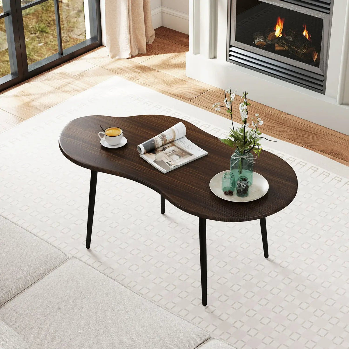 Cloud Shape Coffee Table 39.5 inch Irregular Center Table with Metal Frame, photo 22 of 24