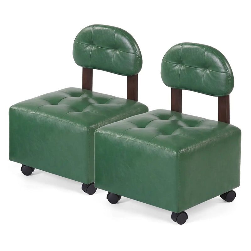 Small Rolling Footrest Stools Set of 2 with Lockable Wheels by DirectDeals