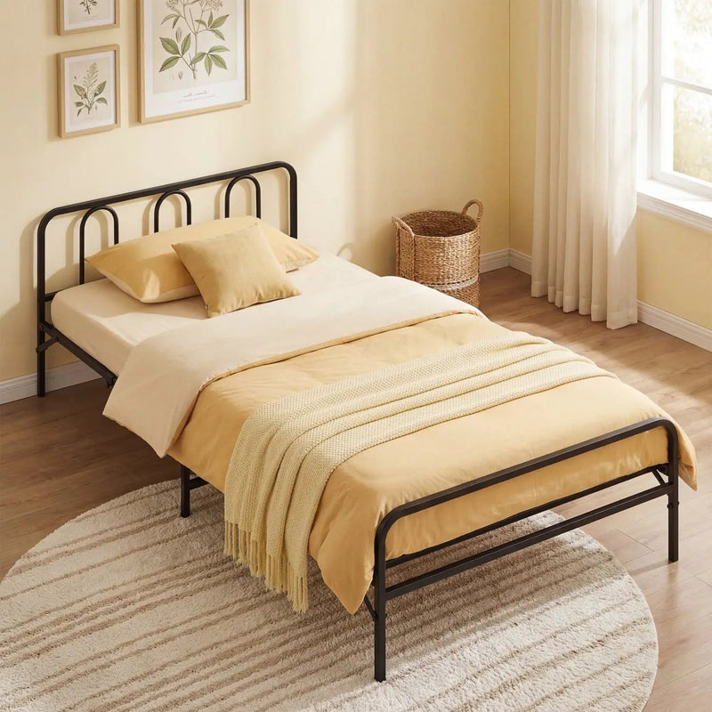 Heavy Duty Metal Twin Foldable Bed Frame with Headboard & Footboard by DirectDeals