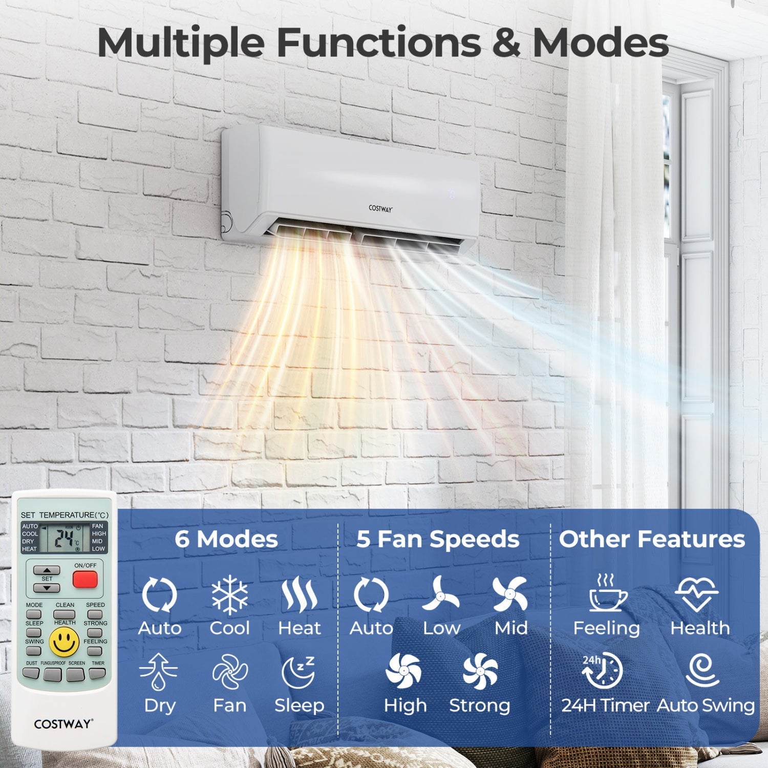 UltrEco Series 24000 BTU 2 Zone 23 SEER2 Mini Split Air Conditioner Wifi Enabled with Heat Pump by DirectDeals