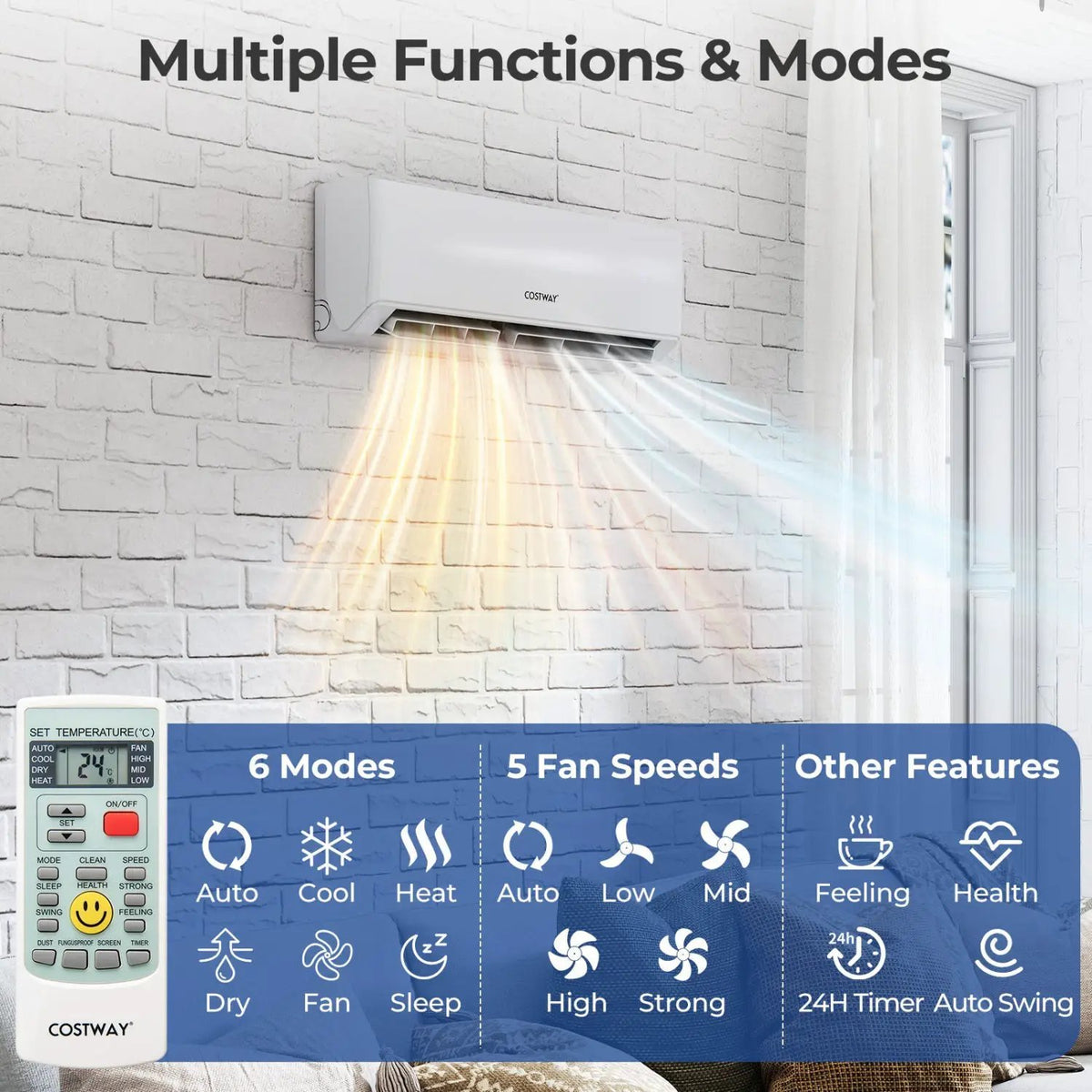 UltrEco Series 24000 BTU 2 Zone 23 SEER2 Mini Split Air Conditioner Wifi Enabled with Heat Pump, photo 26 of 50