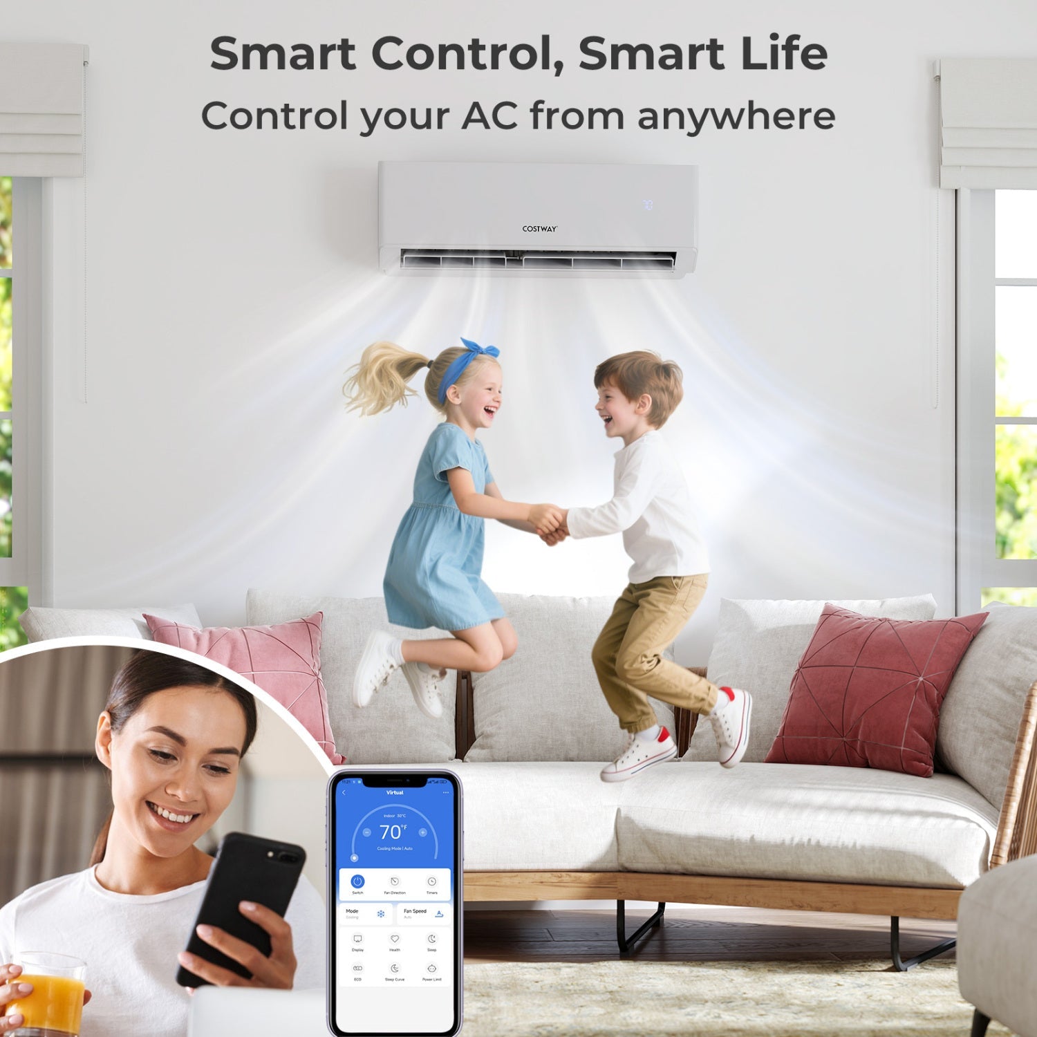 UltrEco Series 24000 BTU 2 Zone 23 SEER2 Mini Split Air Conditioner Wifi Enabled with Heat Pump by DirectDeals