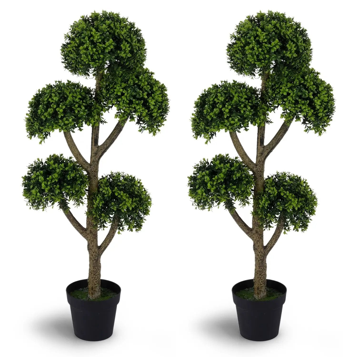 Set of 2 Artificial Boxwood Topiary Tree 46-Inch with 5 Ball by DirectDeals