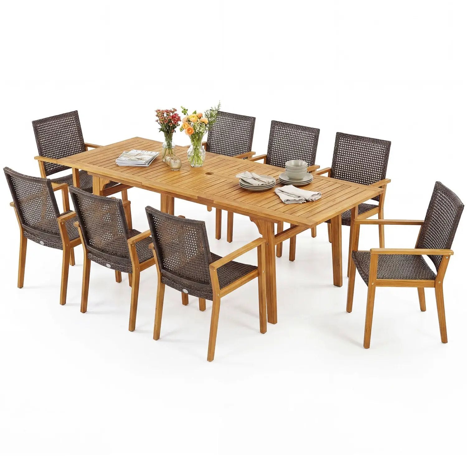 9-Piece Expandable Patio Dining Set for Deck and Garden by DirectDeals