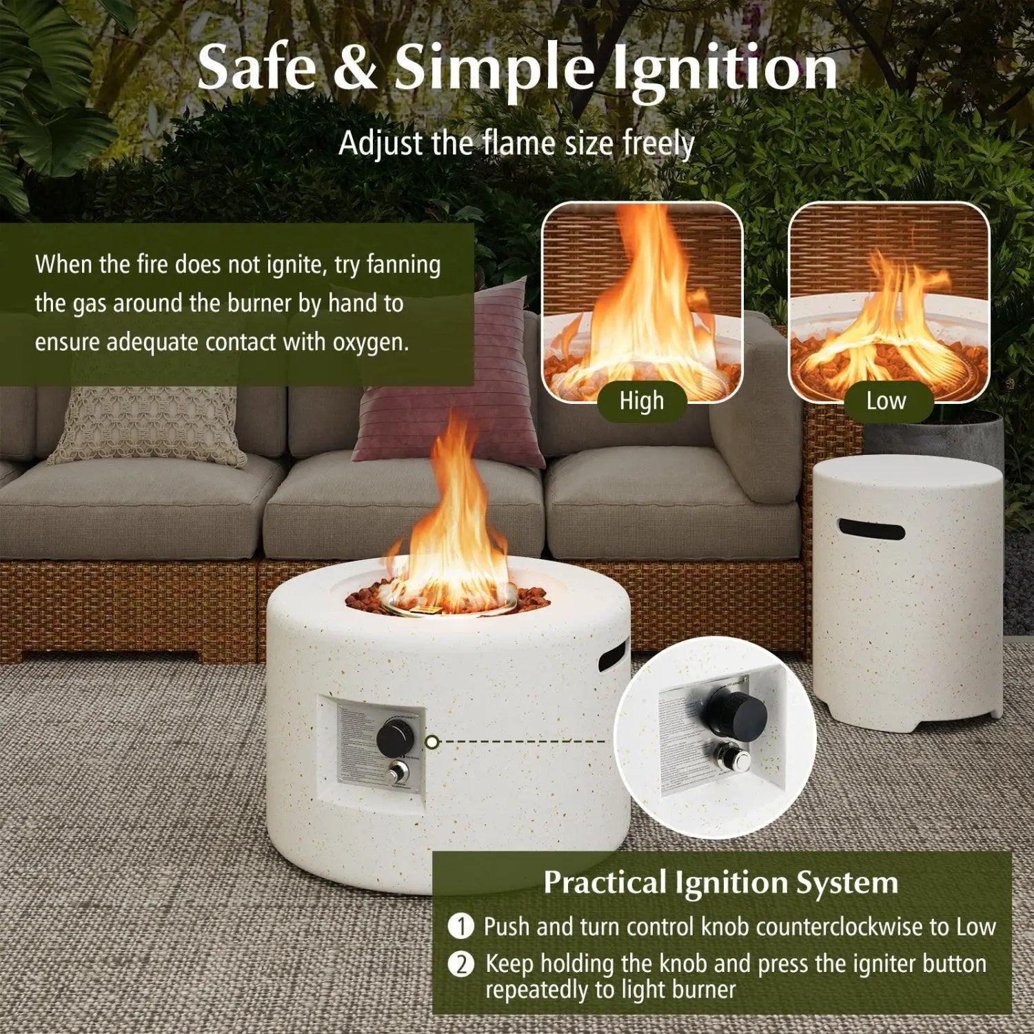 40 000 BTU Fire Pit Table Set with Hideaway Tank Holder by DirectDeals