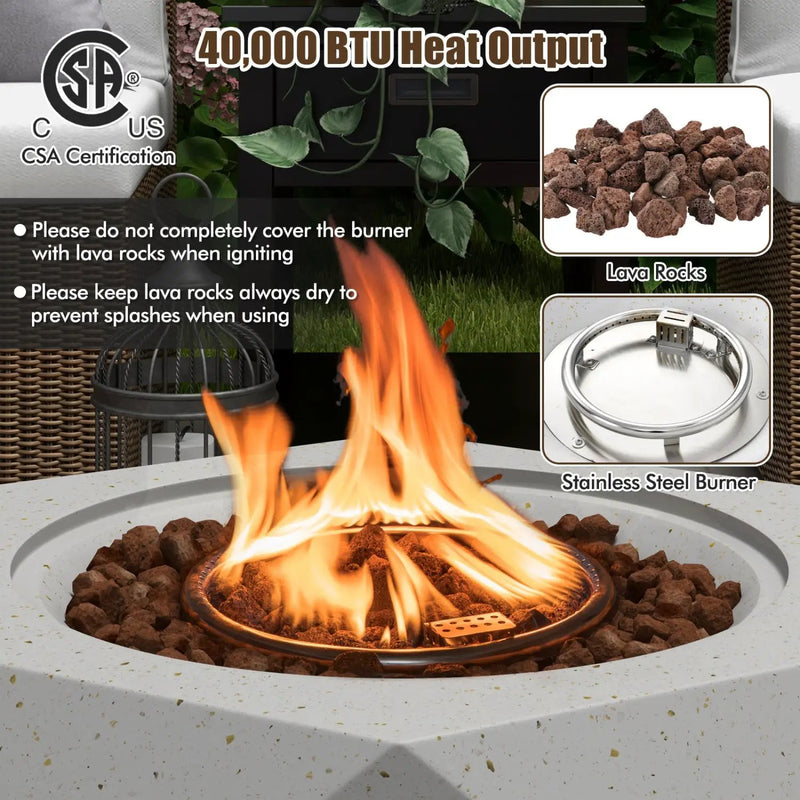 40 000 BTU Fire Pit Table Set with Stainless Steel Burner by DirectDeals